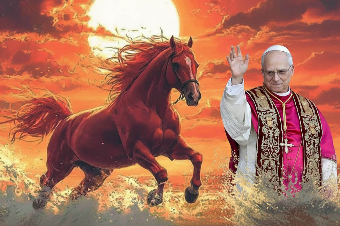 Pope Leo XIV with Fire Horse